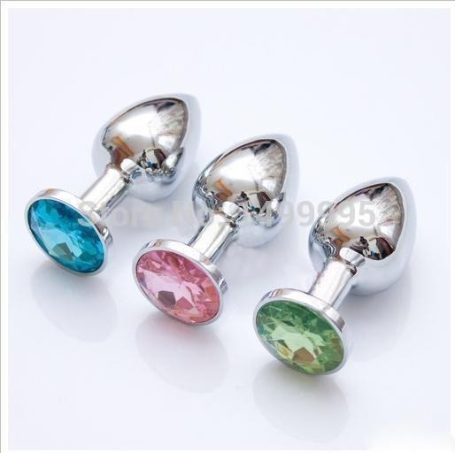 Small Size Metal Mini Anal Toys Butt Plug Booty Beads Stainless Steel+Crystal Jewelry, Sex Toys Gay Sex Toys