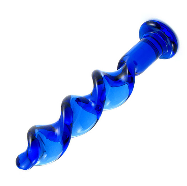 Blue spiral crystal penis female masturbation smooth glass butt plug Addict stick adult health supplies glass dildo sex toys