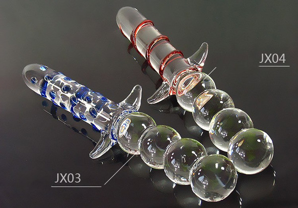 Glass dildo Anal Butt Plug Crystal Glass Female Male Toys with Plump Balls and Ultra Smooth Surface