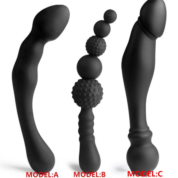 NEW 3 Styles Manual Black Big Pull Beads Anal Plug Silicone Dildo Anal Double Head Butt Plug Sex Toys For Gay Men