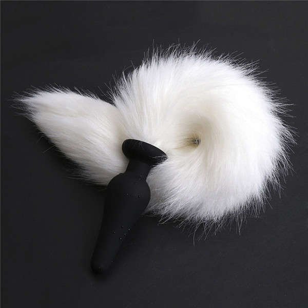 Sweet Magic White Fox Tail Large Butt Plug Silicone Anal Plug Animal Tail Masturbation Devices Cosplay Accessories Crawls Paws Role Play