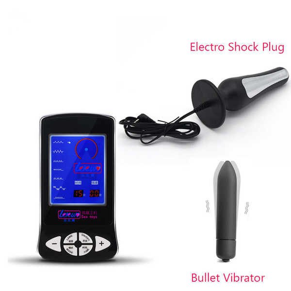 Electro Shock Size M Anal Plug With Vibrator Electrical Butt Plug Stimulation Anal Dilator Vibrating Sex Toys For Men Woman