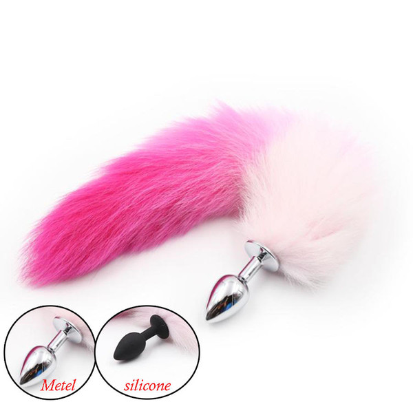 Sweet Magic Pink Fox Tail Anal Butt Plug Anal Stopper Smooth Anus Toy with Gradient ,Cosplay Accessories,Crawls Paws Fun Role Play Sex Toys