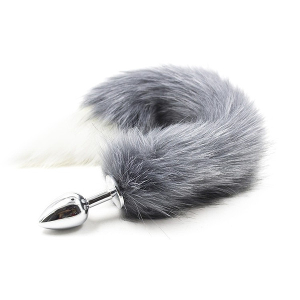 Sweet Magic Metal Stainless Steel Butt Plug Size S Gray Fox Tail Anal Plug Erotic Anal Sex Toys Sex Game Products For Women