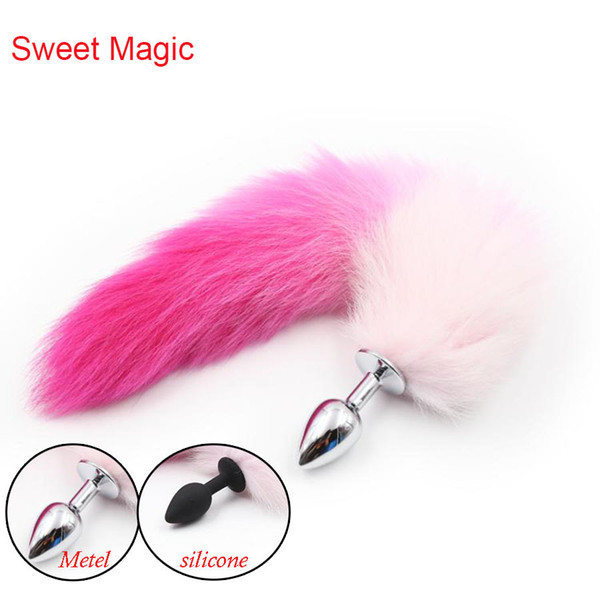 PINK Design Fetish Nature PolyesterTail Fox Tail Anal Butt Plug Fantasy Sex Restraints Bondage SM Stimulate Fun Role Play Sex Toys for Women