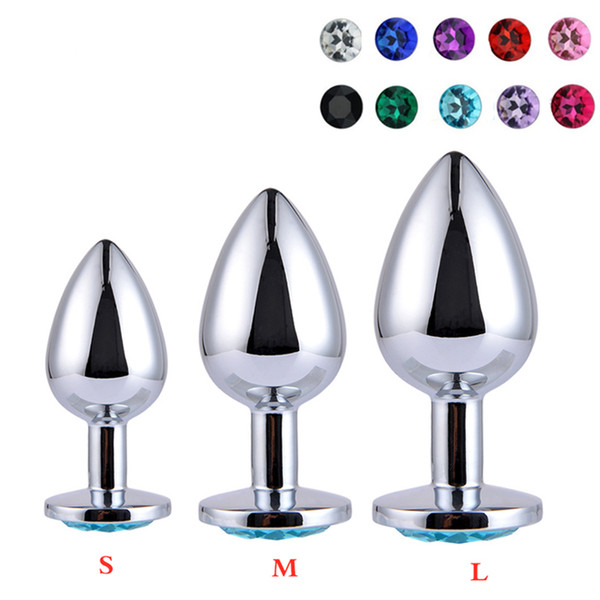 Sweet Magic 3pcs/Set Size S/M/L Metal Crystal Anal Plug Stainless Steel Booty Beads Jewelled Anal Butt Plug Sex Toys Product for Men Couples