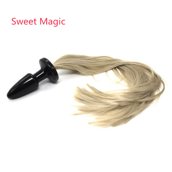 Sweet Magic Gold Skin Like Microfiber Anal Plugs Long Pony Plug Cosplay Accessories Easy Insertion Anal Toys For Women