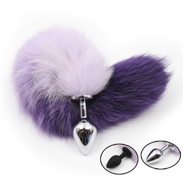 Sweet Magic Lovely Purple Fox Tail Anal Butt Plug Anal Stopper Smooth Anus Toy with Gradient Adult Game Sex Toys