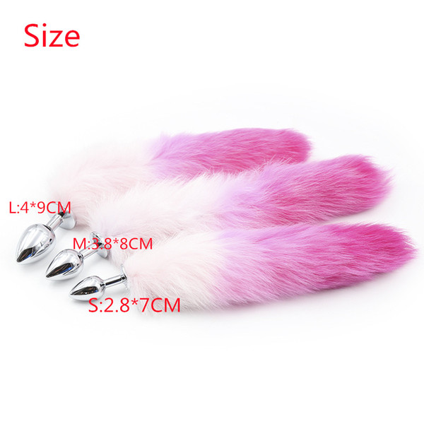 Sweet Magic Pink Metal Stainless Steel Fox Tail Anal Plug Faux fur Anal Pulg Erotic Anal Sex Toys Sex Game Products For Couples