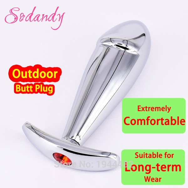 3.94'' Outdoor Butt Plug Metal Anal Plug Sex Toys with Crystal Jewelry Joint Body Suitable for Long-term Wear for Women and Men