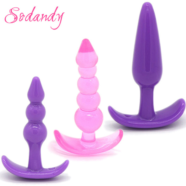 SODANDY 3PCS Anal Sex Toys Silicone Butt Plugs Anal Plugs Butt Jewelry Anal Beads For Women Adult Products For Gay Sex Shop