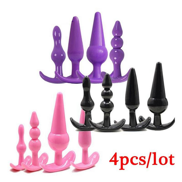 4pcs/set Silicone Anal Plug Smooth Touch Butt Plug No Vibrator Anal Bead Anus Dilator Anal Toys for Men/Women