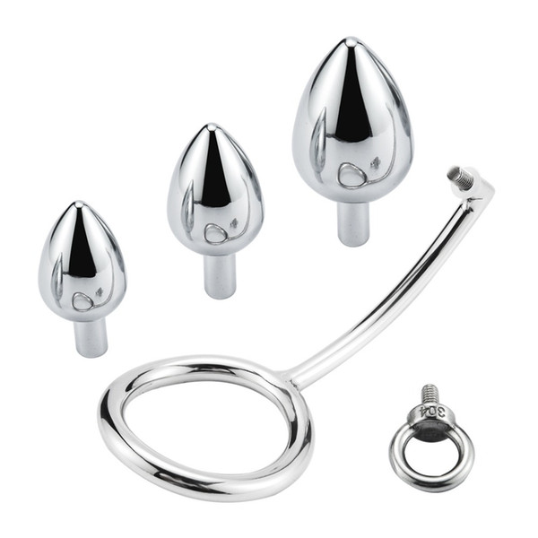 3 Size Big Butt Plugs Stainless Steel Anal Hook Metal Anal Beads Cock Ring Prostate Massager Anal Plug Sex Toys For Men