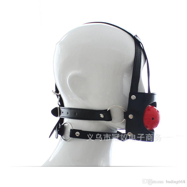 Sex Products Leather Mask Harness With Silicone Ball Gag Harness Fetish Bondage Sex Mask Adult Erotic Toys For Couple