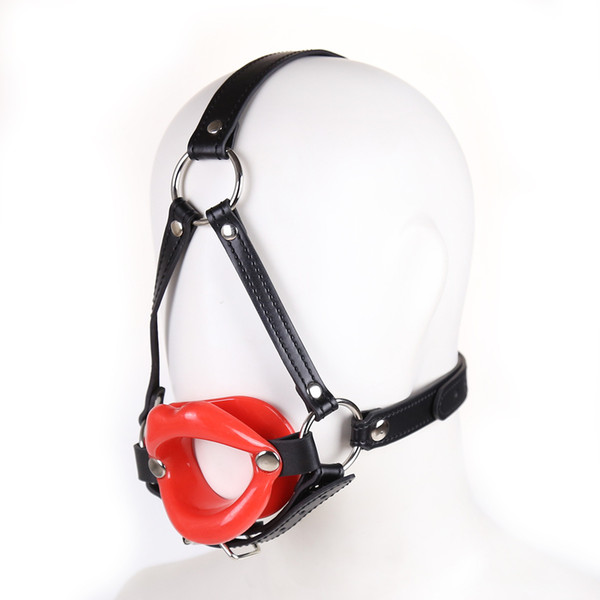 Silicone Force Open Mouth Gag Oral Sex Adult Games Faux Leather harness Bondage Hood,Head Restraint Sex Toys for Couples