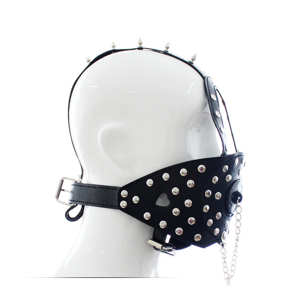 BDSM Sex Toys Black Leather Head Harness With Muzzle Leather Muzzle Bondage Restraint Gear Adult Sex Product A168