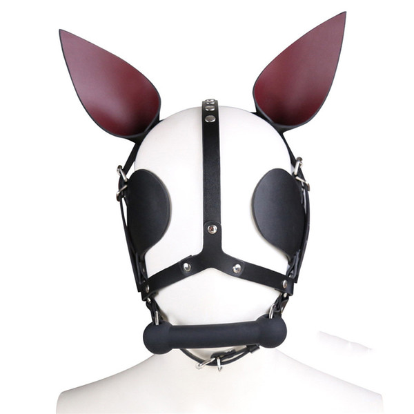 BDSM Sex Toys Leather Head Harness With Muzzle Leather Muzzle Bondage Restraint Gear Adult Sex Product Z668