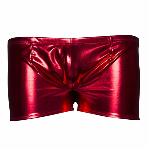 Shiny Leather Boxers Low-Waist Underwear Men Flirty Pants Tight Fit Shorts Male Briefs Sexy Cloth