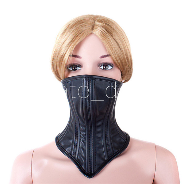 PU Leather Shut Up Gear Adjustable Straps Buckle Belt Chin Lock Mouth Mask Bondage BDSM Kinky Adult Game