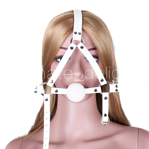 Fetish Sex Product Toys For Women,Silicone Ball Gag Mouth Plug Head PVC Leather Bondage Belt Slave In Adult Games