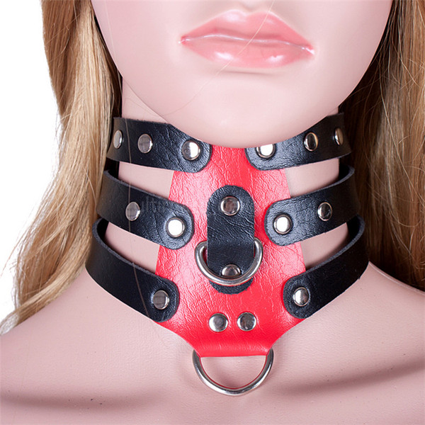 410mm Black&Red Leather Pig Slave Hollow Collar Adjustable Button BDSM Dominated Kit Bondage Restraint Sex Product Free shipping