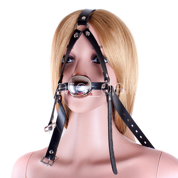 Sex Products Toys For Women And Men ,Metal Ball Gag Mouth Plug Head Leather Bondage Belt Slave In Adult Games Adult Products