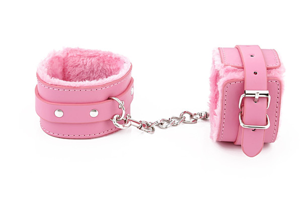 PU Leather Furry Comfortable Handcuffs Restraints Bondage Tools Flirting Tool for Beginners
