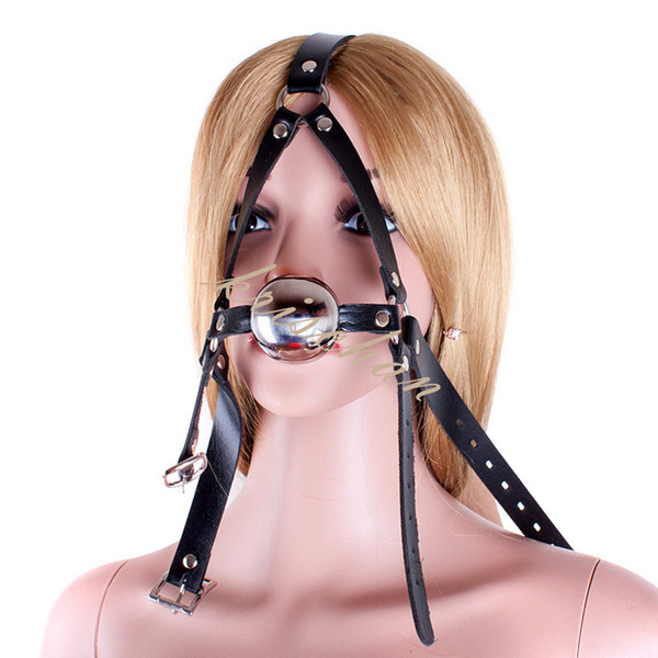 Sex Products Toys For Women And Men ,Metal Ball Gag Mouth Plug Head Leather Bondage Belt Slave In Adult Games