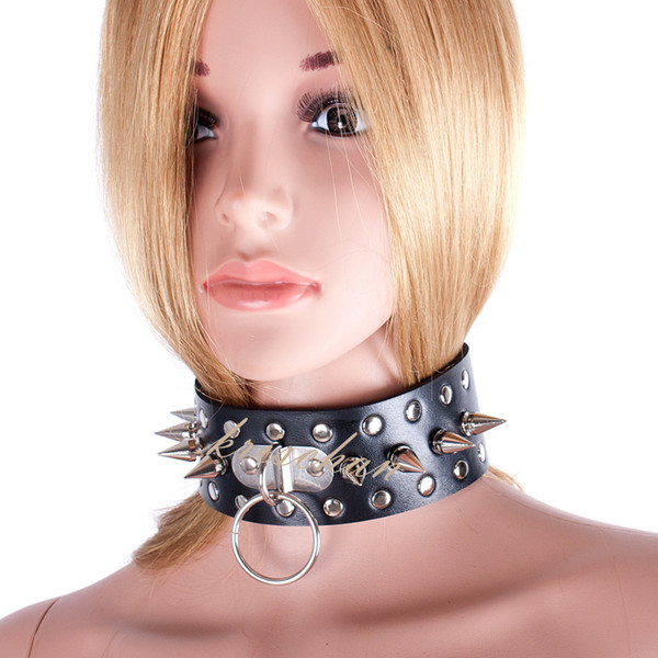 PU Leather Rivet Needle Thorns Collar Slave Fetish Bondage BDSM Gear Bondage Neck Strap Adult Games Sex Product