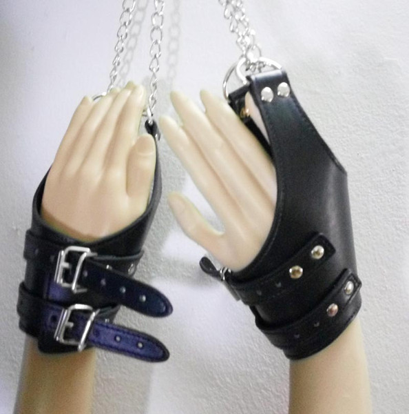 Faux Leather Sex Bondage Suspension Wrist Cuffs Padded with D-Ring Slave Trainer Adult Kinky Fetish Restraint Toys Black