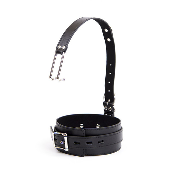 Adult products PU Leather Sex Bondage Cervical collar with Nose Hook Fetish Submission Slave Kinky Nose hook Leather