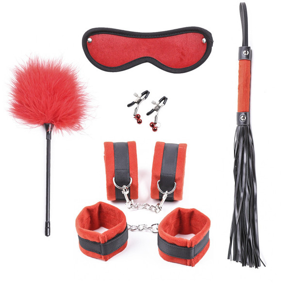 New sex bondage fetish 5pcs/set red leather sex products for couple sex toys couple sex bondage gear