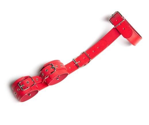 Adult Sex Bondage Fetish PU Leather Neck to Wrist Restraint Straps Female Backside Arm Binder Sex Toys