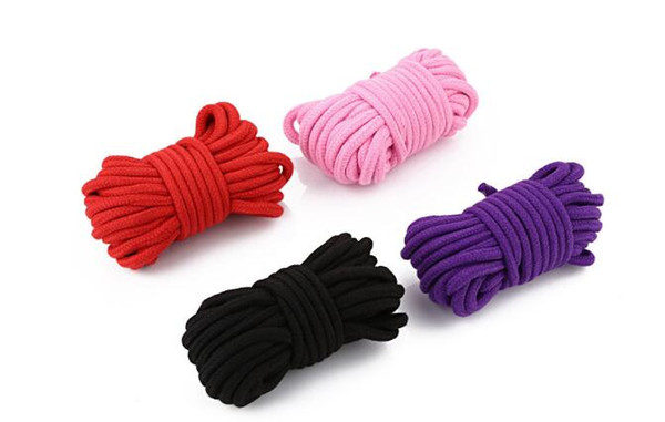 Cosplay Stage Property Soft Cotton Bondage Rope - 10 metres 35ft - Black Red Purple Pink - Kinky Fetish