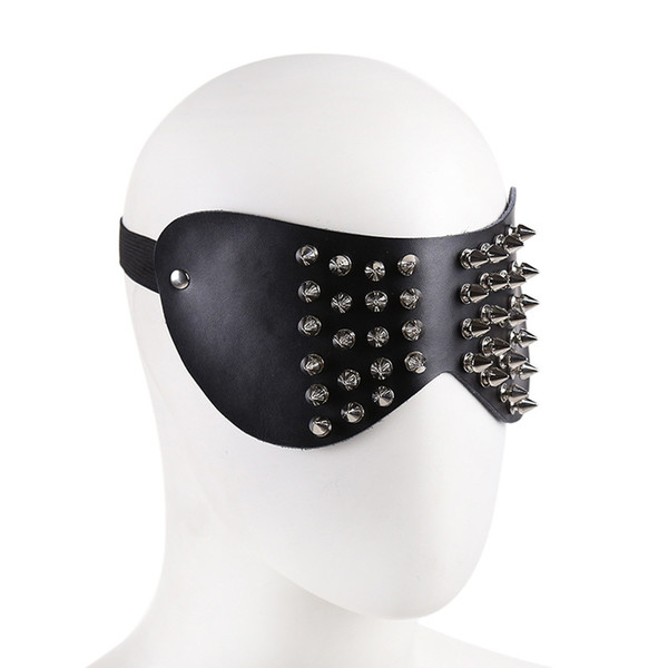 Adult Products Sex Bondage Erotic Fantasy Steel Tube Dance Gigolo Role Play Genuine Leather Rivets Eyeshade Mask.