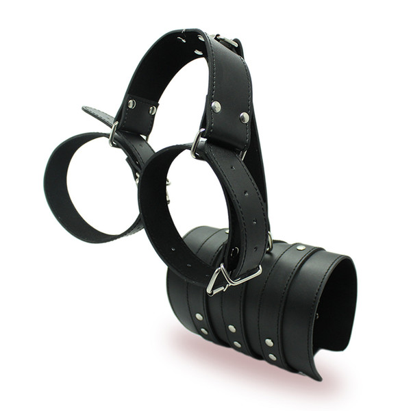 Sex Bondage Faux/PU Leather Sex Cuffs Arms to Wrists Harness Restraint Bondage Cuffs Fetish Gimp Set