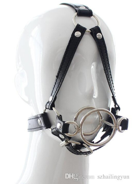 Sex Bondage Quality Leather Head Harness Mouth Gag Double O Ring Head Bind Mask Adult Toys