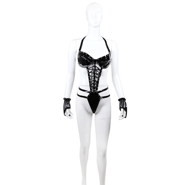 Bondage Restraints Clothing Female Adult Sex Toys Sexy Temptation To Tune The Dress Black with Gloves Underwear