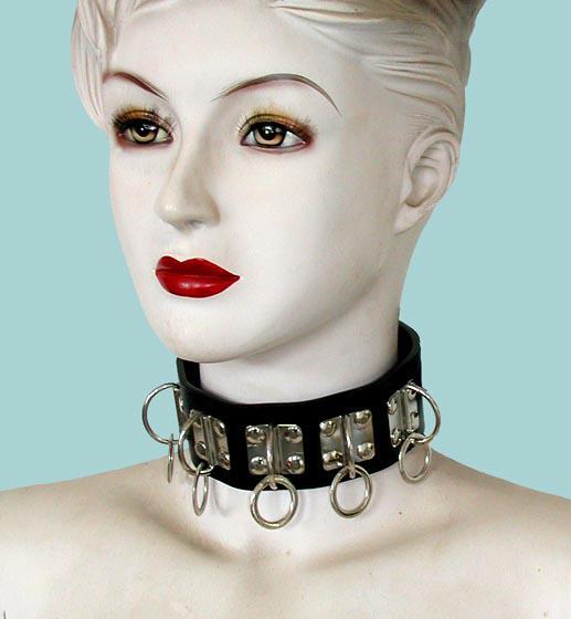 Leather Neck Collar with Five Rings sale