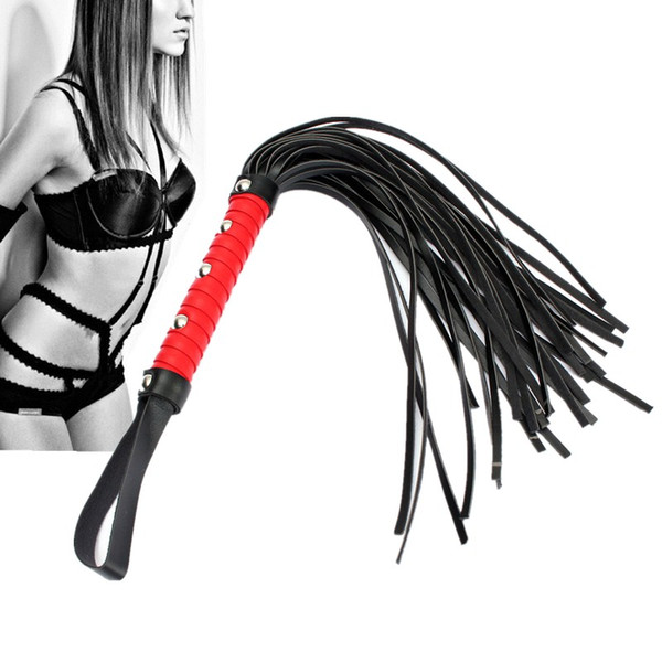 Hot Sale Whip Toys For Couple Adult Game Sexy Whip PU Leather Flirt Toys Black Lash Red Handle Adult Products