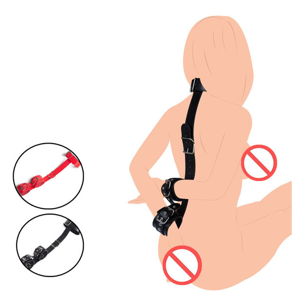 Sweet Magic Neck to Wrist Bondage Device,Leather Hand Behind The back Cuffs Restraints, Wrist-Neck Foreplay Accessories,Adult Sex Toys