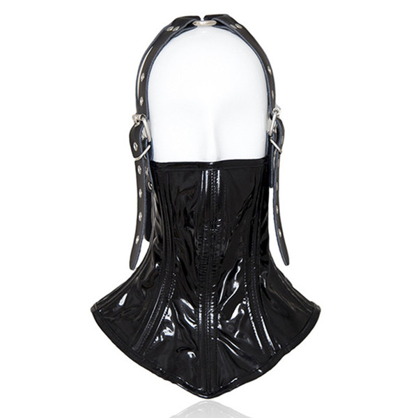 Faux Leather Hood Mask Headgear Bondage Slave Restraints Belt Fetish Adult Games Couples Toys Sex Products For Women Men Gay