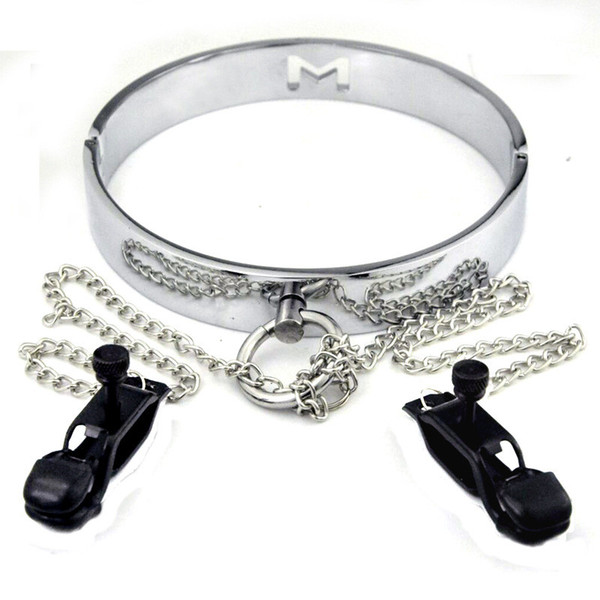 Metal Dog Collar Slave Nipples Clamps Bondage Restraints In Adult Games For Couples Sex Products Flirting Toys For Men Women