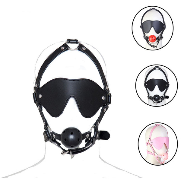 Sweet Magic Head Harness Mouth Gag Eye Mask Breathable Hard Ball Mouth Gag BDSM Bondage Restraint Accessories Adult Toys