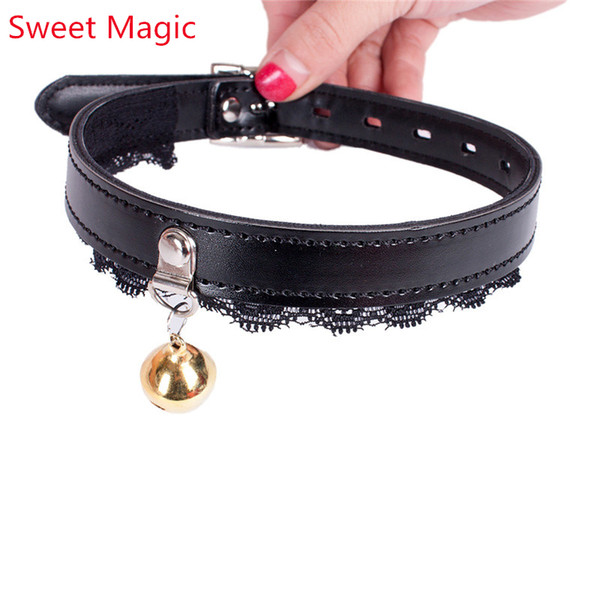 Sexy Lace Vintage Black Choker Bondage Collar Chain BDSM Belt With Bell Choker Bondage Cosplay Woman Adult Game Sex Flirt Toys