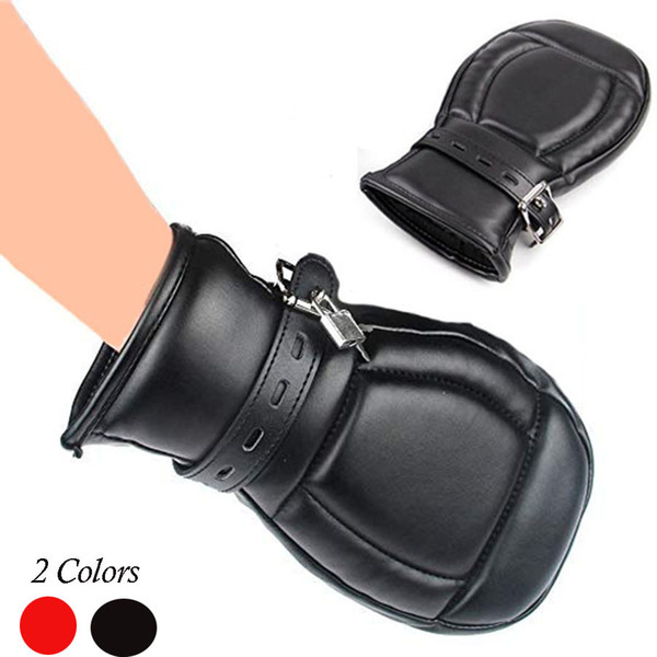 Sweet Magic Slave PU Leather Soft Padded Lined Fist Mitts Gloves Bondage Restraint Mittens Protective PAW PALM Pet Roleplay Accessories