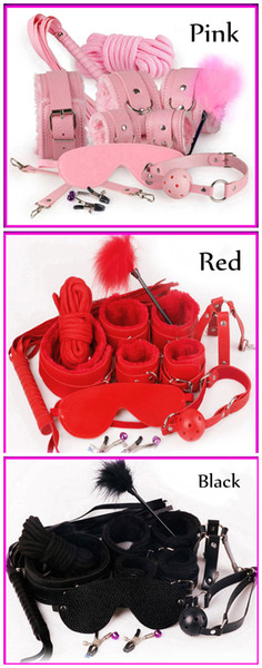 Sweet Magic 10 Pcs/set Sex Bondage Set Handcuffs Footcuffs Whip Rope Blindfold Erotic Sex Toys Costume Kids For Couples