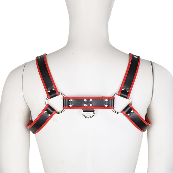 Sweet Magic Black And Red BDSM Bondage Male Chest Restraint Belt Chest Harness Clubwar Gay Buckles Straps Adult Sex Toys