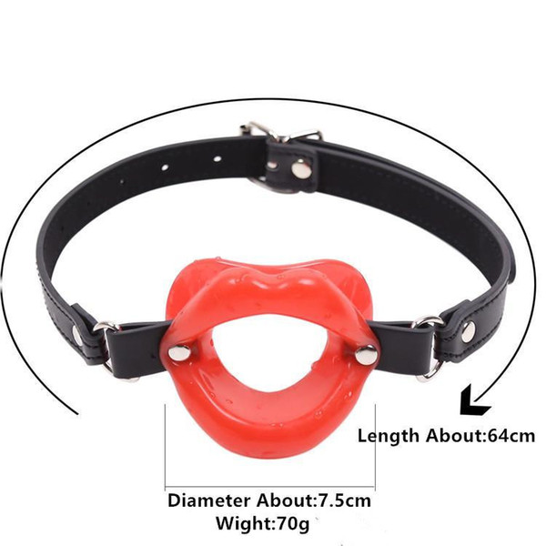 Free Shipping!Adult Fetish Sex Products Genuine Leather & Rubber Open Mouth Gag For Woman BDSM Bondage Lips O Ring Gag Sex Toys for Couples