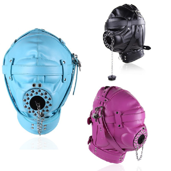 Adult Products Fetish PU Leather Bondage Hood Open Mouth Sex Slave Gag Mask/Hoods BDSM Restraints Erotic Sex Toys For Couples